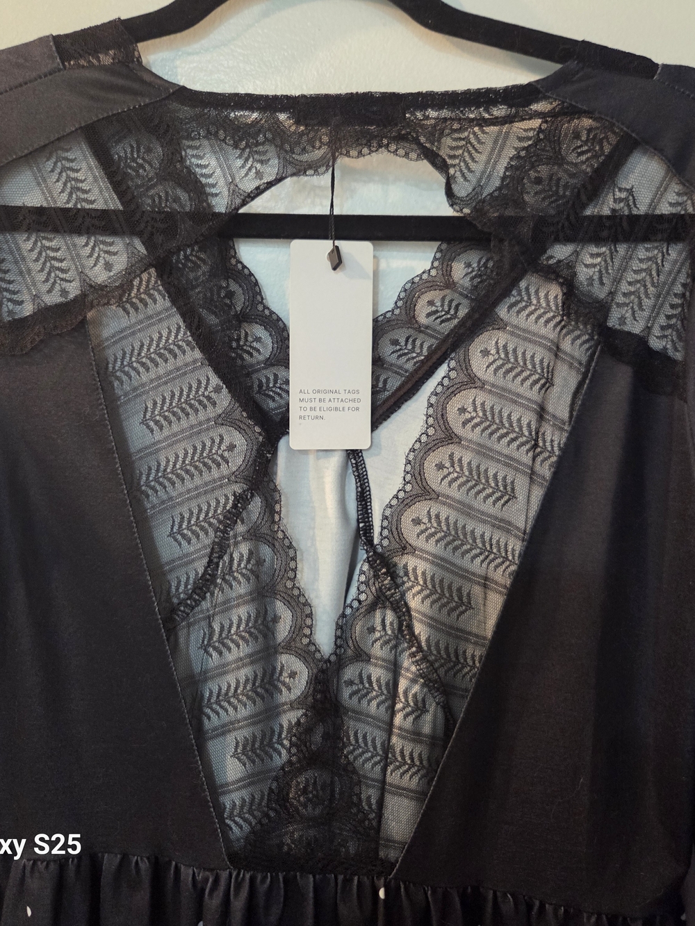 SHEILAY Black Long Sleeve Midi Dress White Stars Size US M. Lace Back - Picture 7 of 12